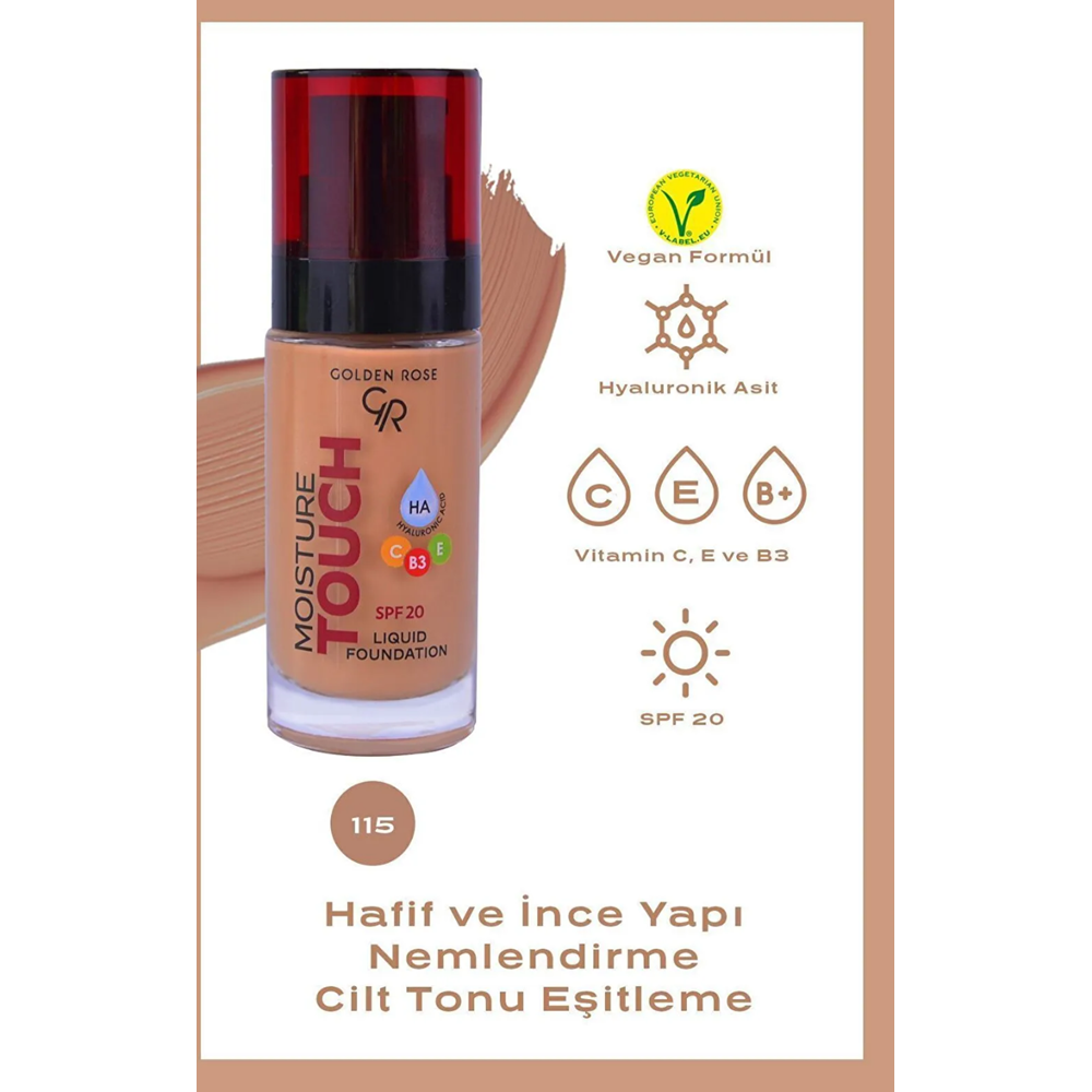 GOLDEN ROSE MOISTURE TOUCH LIQUID FOUNDATION 115