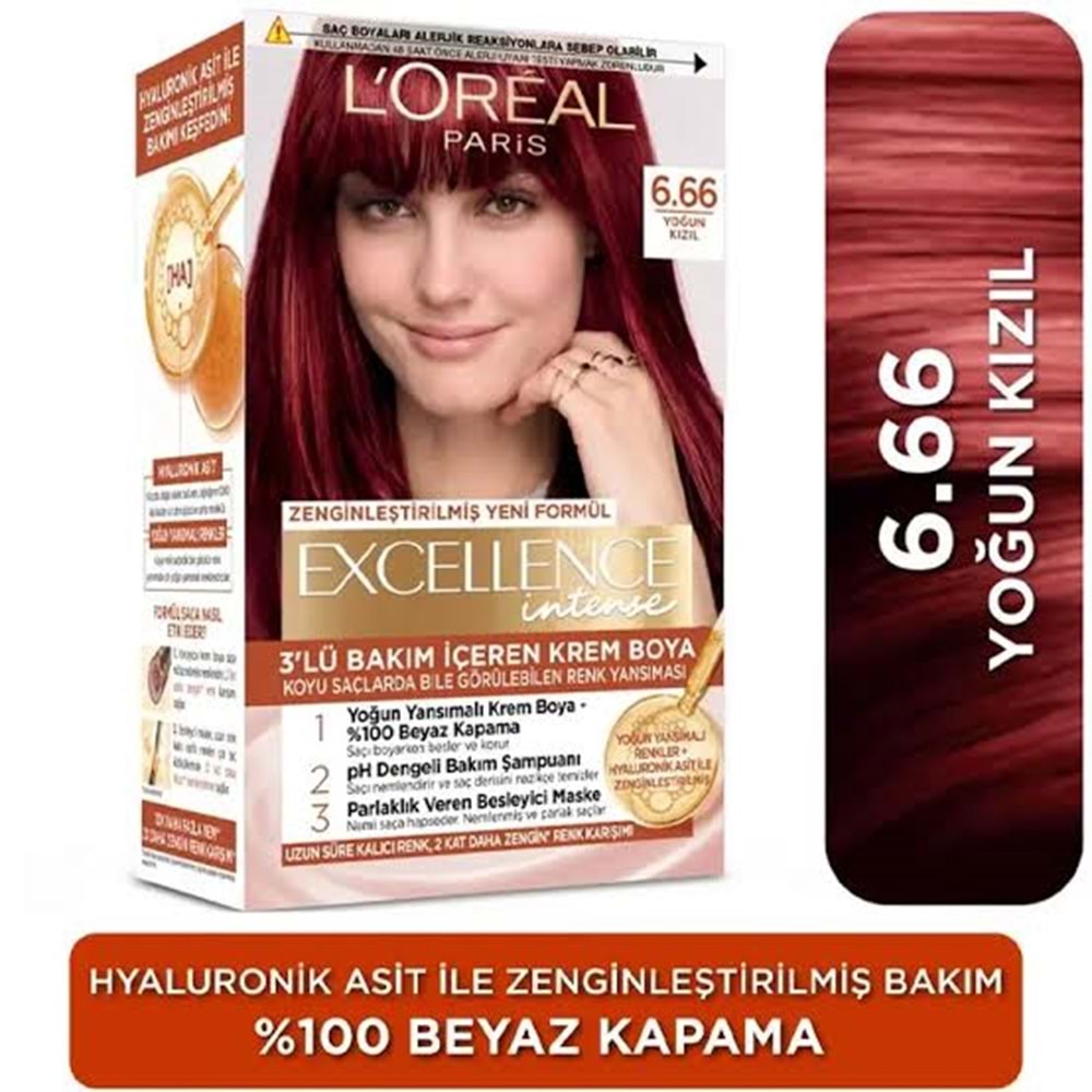 LOREAL EXCELLENCE INTENSE SAÇ BOYASI 6.66 YOĞUN KIZIL