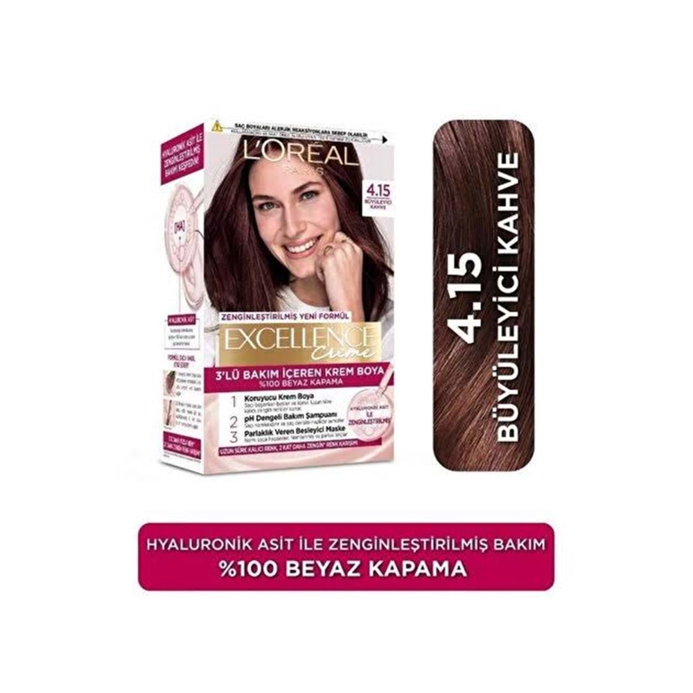 LOREAL EXCELLENCE CREME SAÇ BOYASI 4.15 BÜYÜLEYİCİ KAHVE