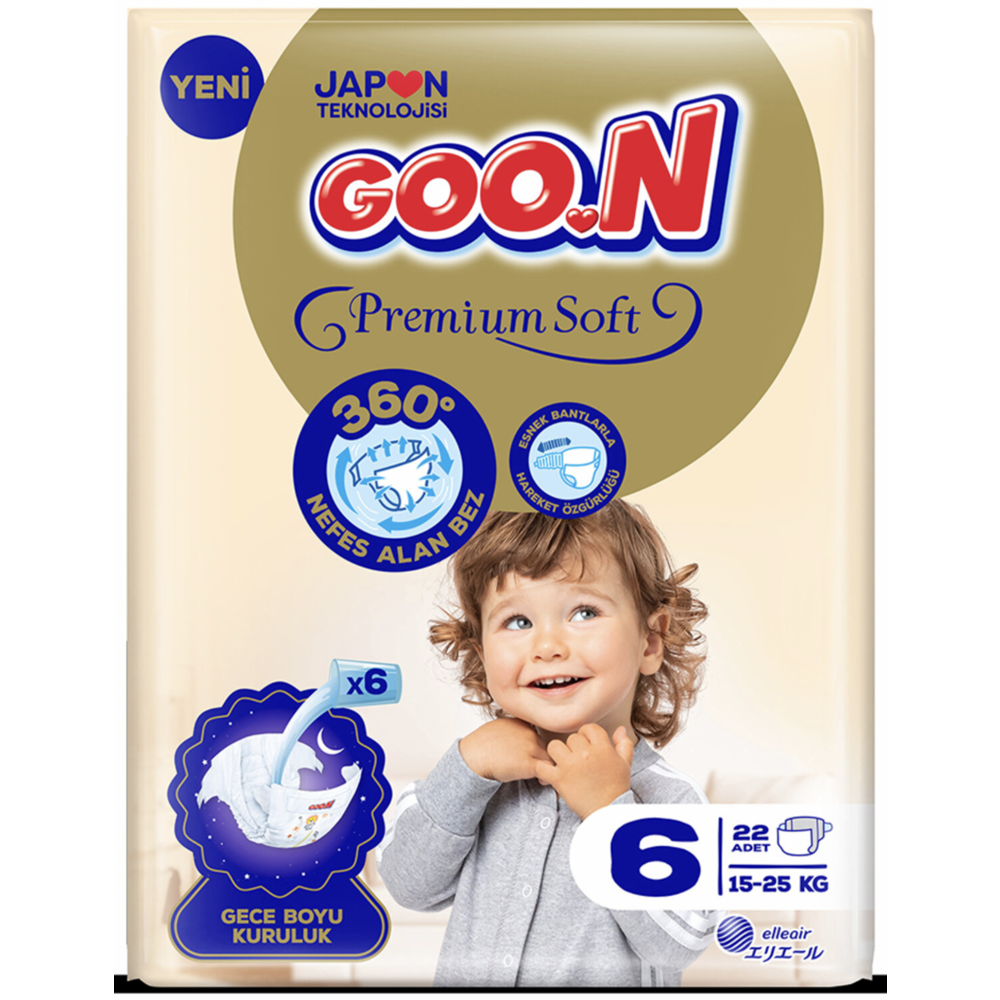 GOON PREMIUM SOFT BEBEK BEZİ 22Lİ 6 BEDEN JUMBO
