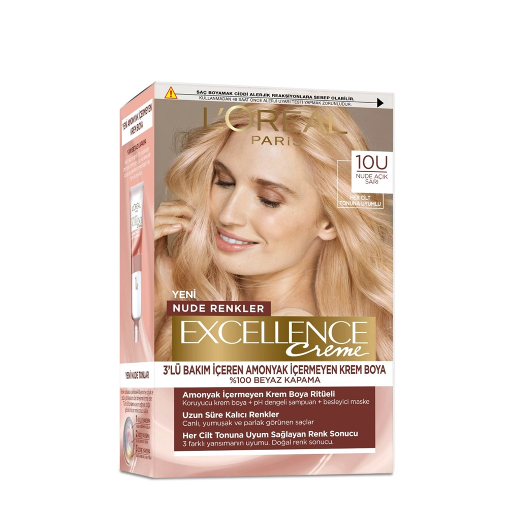 LOREAL EXCELLENCE CREME SAÇ BOYASI 10U NUDE AÇIK SARI