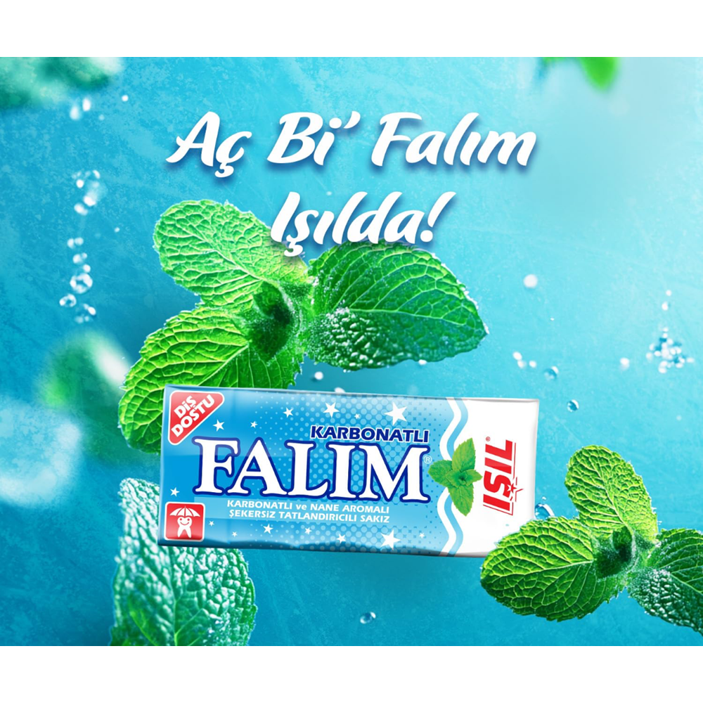 FALIM 5Lİ IŞIL MAVİ KARBONAT VE NANE AROMALI SAKIZ
