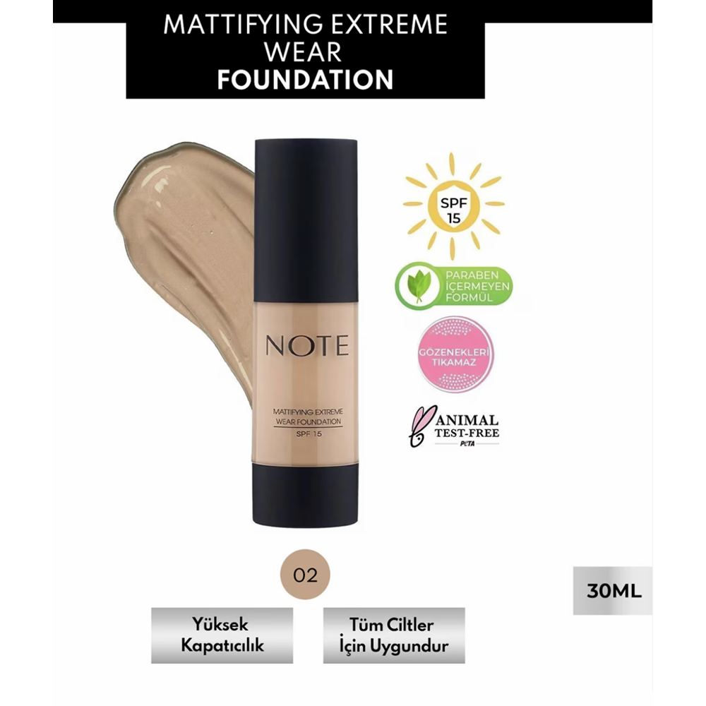 NOTE MATTIFYING EXTREME WEAR FOUNDATION NO 02