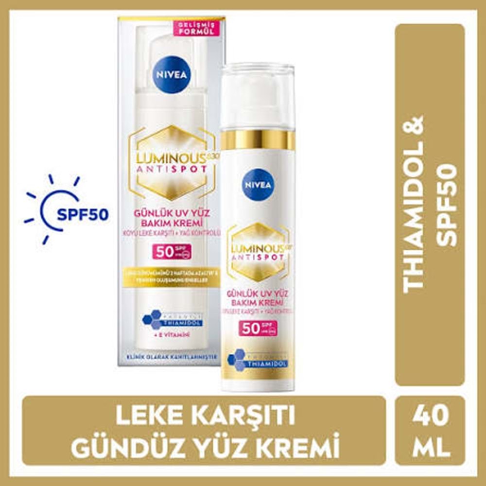 NIVEA SUN LUMINOUS630 LEKE KARŞ. YÜZ KORUMA KREMİ 50 GKF 40 ML