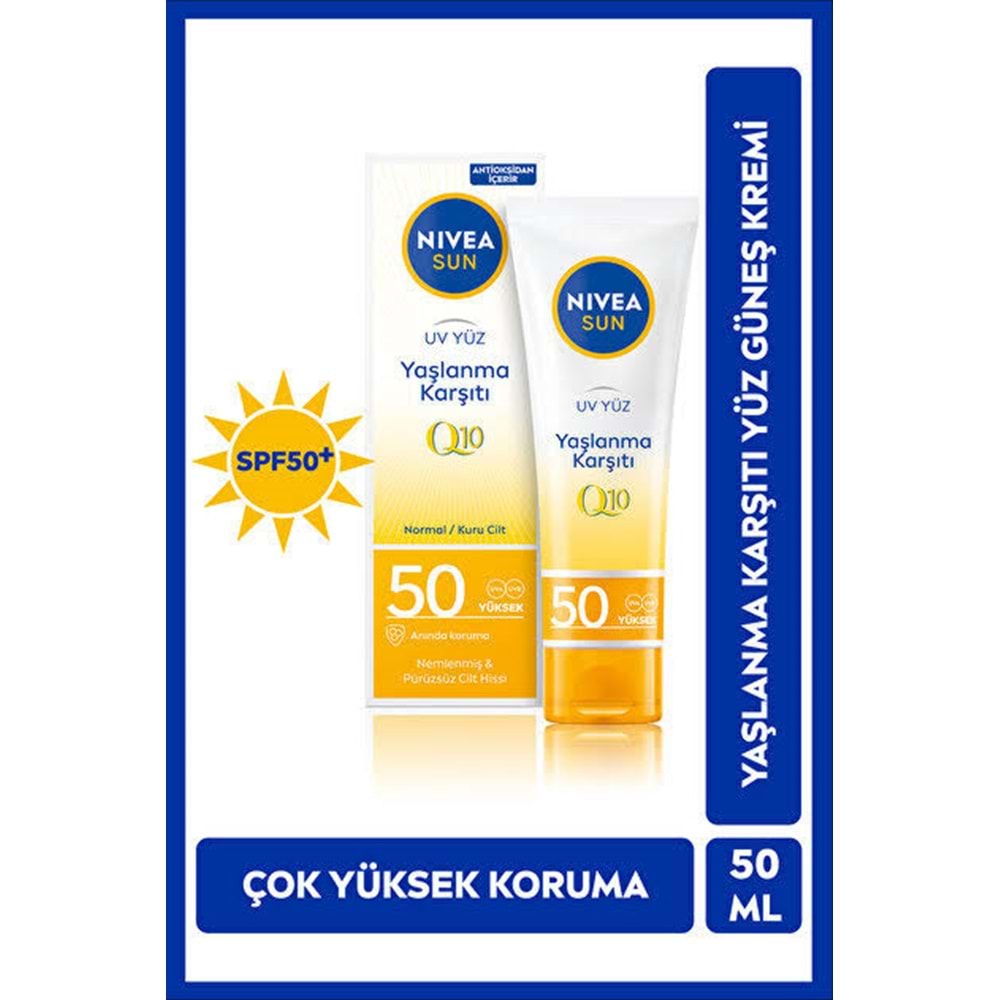 NIVEA SUN YÜZ KORUMA KREMİ YAŞLANMA KARŞITI Q10 50 GKF 50 ML