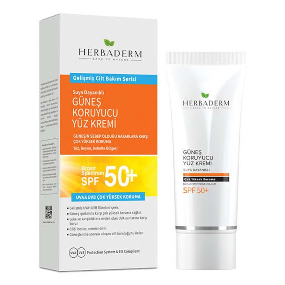 HERBADERM GÜNEŞ KORUYUCU YÜZ KREMİ 50SPF 75 ML