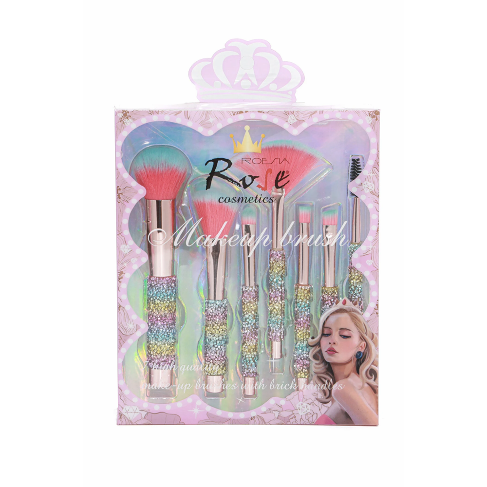 ROESIA ROSE 7Lİ TAŞLI LÜX MAKYAJ FIRÇASI SETİ