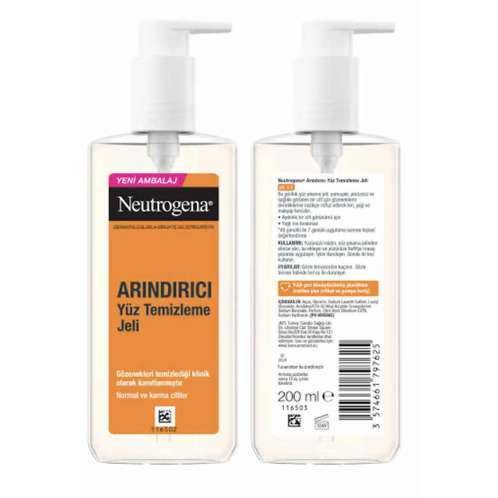 NEUTROGENA ARINDIRICI YÜZ TEMİZLEME JELİ 200 ML