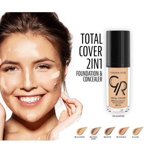 GOLDEN ROSE TOTAL COVER 2IN1 FOUNDATION&CONCEALER 22 NATURAL BEIGE
