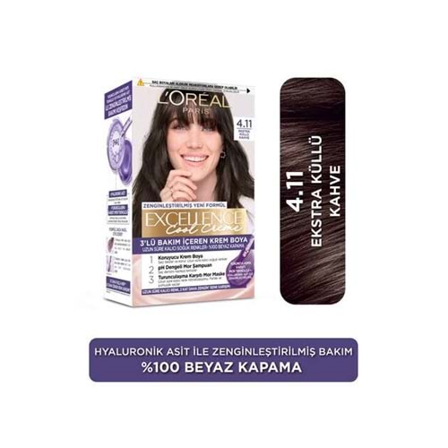 LOREAL EXCELLENCE COOL SAÇ BOYASI 4.11 EKSTRA KÜLLÜ KAHVE