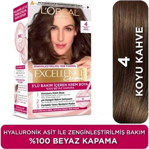 LOREAL EXCELLENCE CREME SAÇ BOYASI 4 KOYU KAHVE