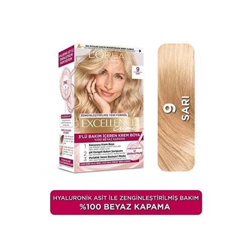 LOREAL EXCELLENCE CREME SAÇ BOYASI 9 SARI