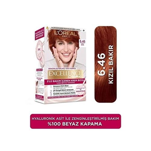 LOREAL EXCELLENCE CREME SAÇ BOYASI 6.46 KIZIL BAKIR