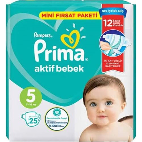 PRIMA AKTİF BEBEK NO 5 - 25 Lİ BEBEK BEZİ
