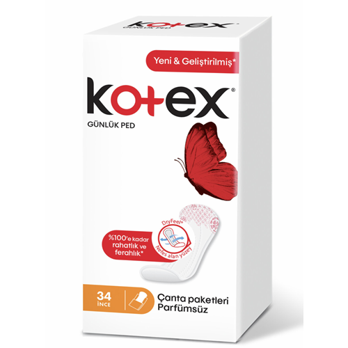 KOTEX İNCE GÜNLÜK PED PARFÜMSÜZ 34LÜ