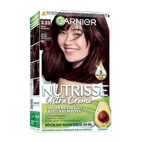 GARNIER NUTRISSE YOĞUN BESLEYİCİ KALICI KREM BOYA 3.23 KOYU KESTANE