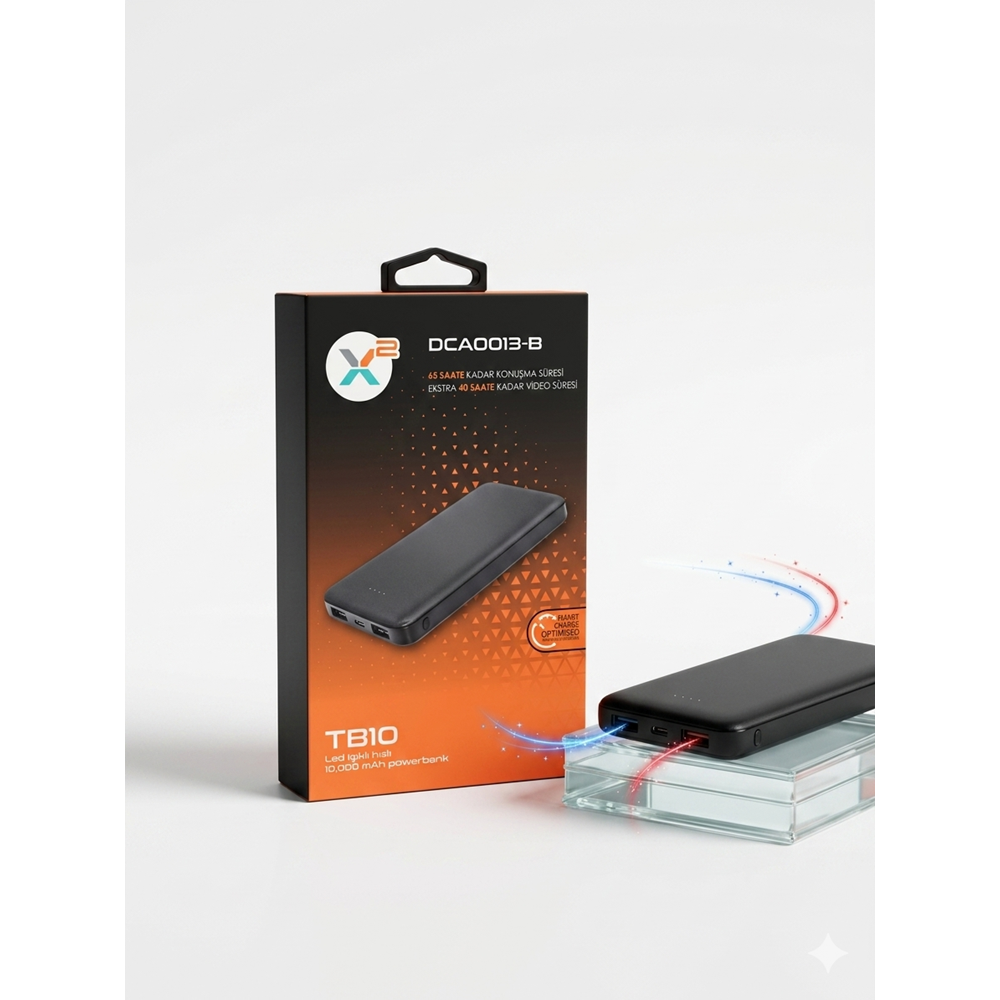 XSQUARE TB10 LED IŞIKLI HIZLI 10.000 MAH POWERBANK